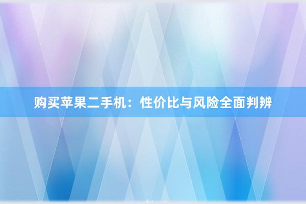 购买苹果二手机：性价比与风险全面判辨